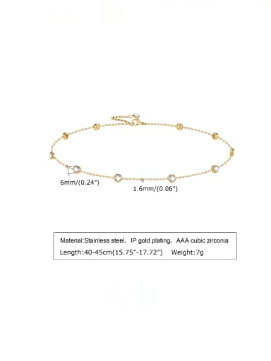 golden Stainless steel Rhinestone Geometric Minimalist Necklace
