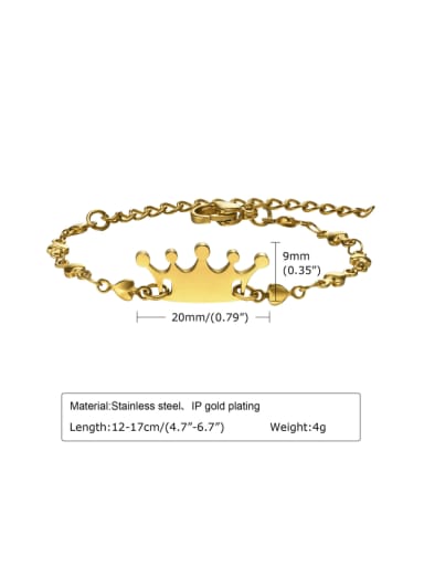 BR 1448 Gold 12+ 5cm Stainless steel Crown Minimalist Link Bracelet