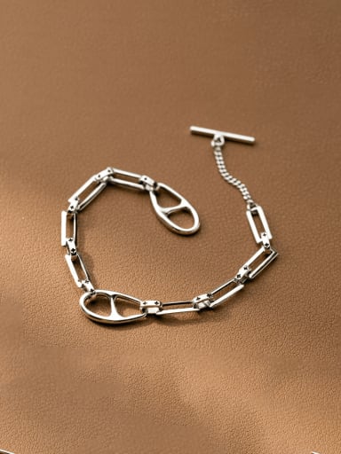 925 Sterling Silver Hollow Geometric  Chain Minimalist Bracelet