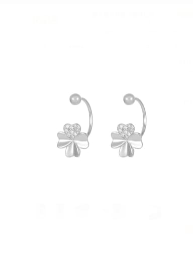 925 Sterling Silver Cubic Zirconia Flower Minimalist Drop Earring