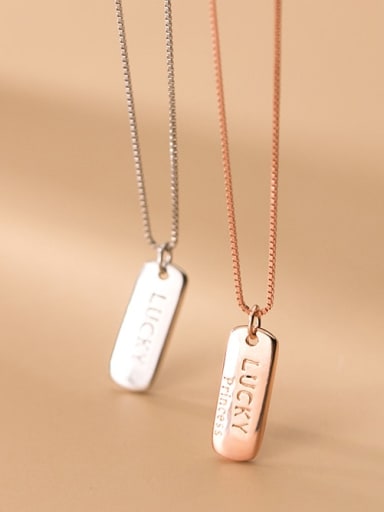 925 Sterling Silver Letter geometry Minimalist Necklace