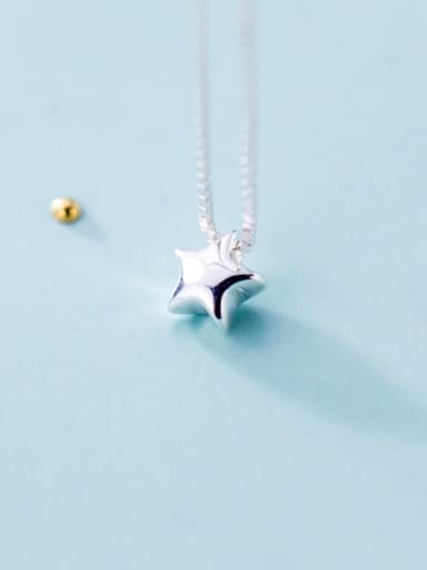 925 sterling silver simple fashion Pentagram Star Pendant Necklace