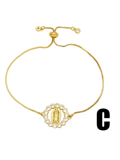 C Brass Cubic Zirconia Cross Vintage Beaded Bracelet