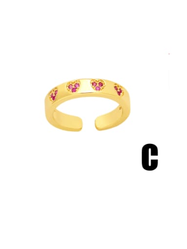 C Brass Cubic Zirconia Crown Hip Hop Stackable Ring
