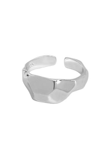 Platinum [13 adjustable] 925 Sterling Silver Geometric Minimalist Band Ring