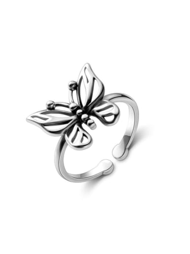 925 Sterling Silver Hollow Butterfly Vintage Band Ring