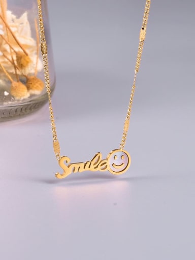 Titanium Letter Minimalist Smiley pendant Necklace