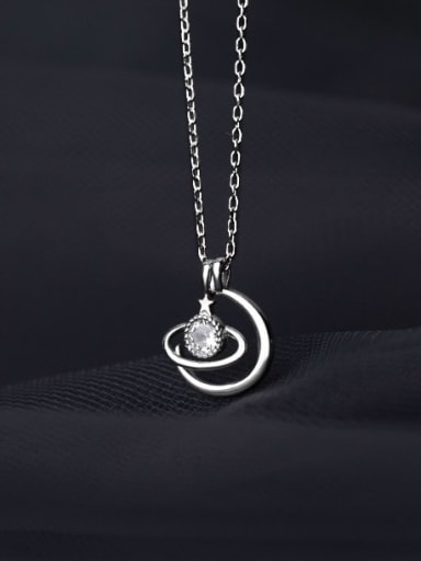 925 Sterling Silver Rhinestone Irregular Minimalist Necklace