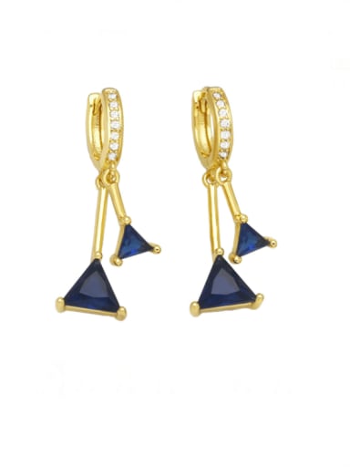 blue Brass Cubic Zirconia Geometric Vintage Huggie Earring