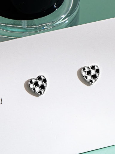 ES2130 ? Platinum ? 925 Sterling Silver Enamel Geometric Minimalist Stud Earring