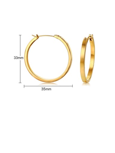 gold:35MM Titanium Hollow  Round Minimalist Hoop Earring