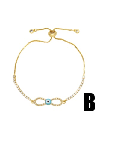 B Brass Cubic Zirconia Heart Bohemia Handmade Weave Bracelet