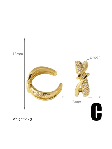 Brass Cubic Zirconia Geometric Hip Hop Clip Earring