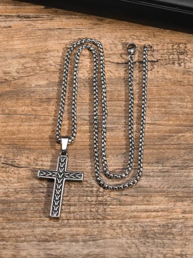 Pendant with chain 60CM Stainless steel Cross Hip Hop Regligious Necklace