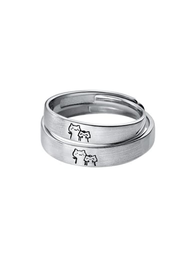925 Sterling Silver Geometric Cat Minimalist Band Ring