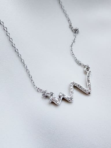 925 Sterling Silver Rhinestone Wave Diamond Necklace