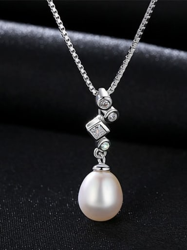 925 Sterling Silver Multi color Freshwater Pearll simple Pendant Necklace