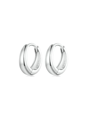 silvery 925 Sterling Silver Geometric Minimalist Huggie Earring