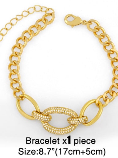 Bracelet Brass Cubic Zirconia Hollow Geometric chain Vintage Necklace