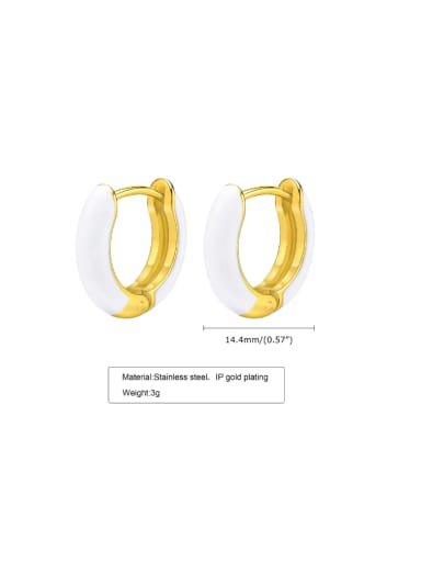 white Titanium Steel Enamel Geometric Minimalist Huggie Earring