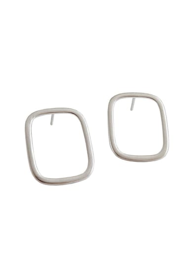 925 Sterling Silver  Hollow Square Minimalist Stud Earring