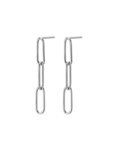 Platinum 925 Sterling Silver Geometric Chain Minimalist Drop Earring