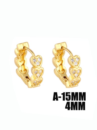 Brass Cubic Zirconia Heart Artisan Huggie Earring