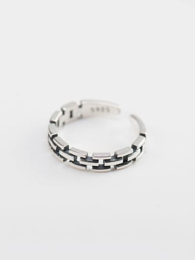 925 Sterling Silver Geometric  Chain Vintage Band Ring