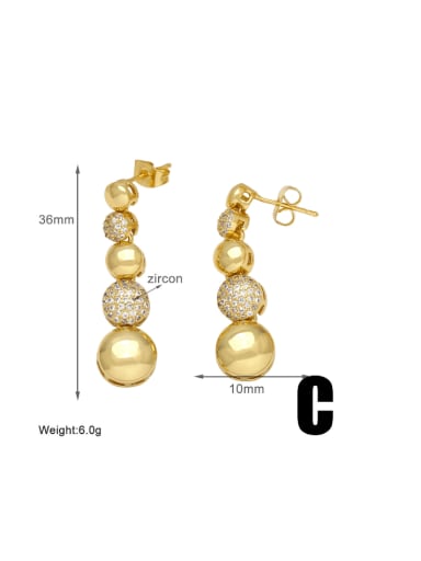 C Brass Cubic Zirconia Water Drop Hip Hop Cluster Earring