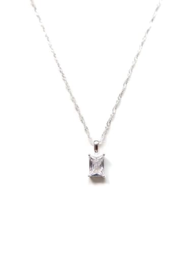 925 Sterling Silver Cubic Zirconia White Geometric Necklace