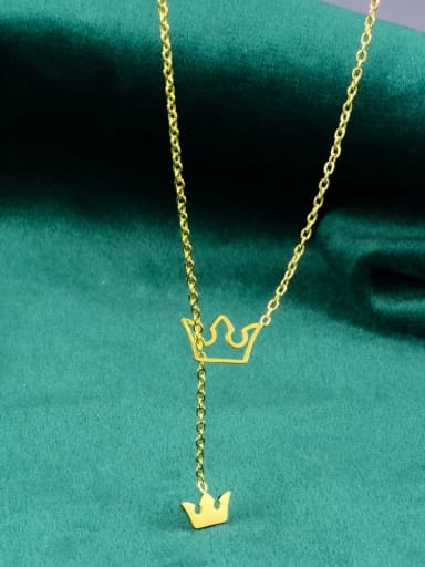 Titanium Crown Minimalist Tassel  Lariat Necklace