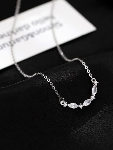 NS1023 platinum 925 Sterling Silver Cubic Zirconia Geometric Dainty Necklace