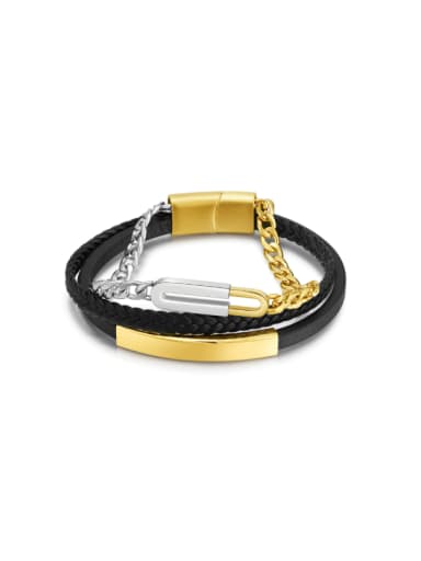1543  Golden Bracelet Room Stainless steel Weave Hip Hop Handmade Weave Bracelet