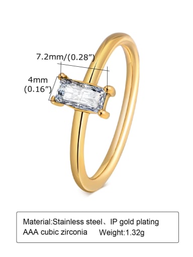 White Stainless steel Cubic Zirconia Geometric Minimalist Band Ring