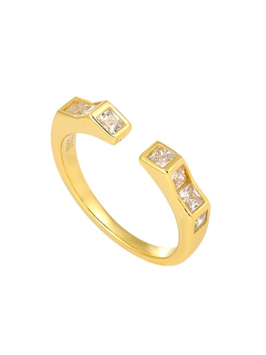 18K gold ? adjustable size 14 ? 925 Sterling Silver Cubic Zirconia Geometric Minimalist Band Ring
