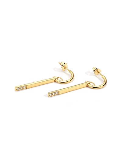 Brass Rhinestone Geometric Minimalist Hook Earring