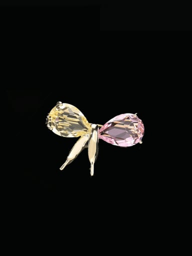 Pink Brass Cubic Zirconia Butterfly Trend Brooch