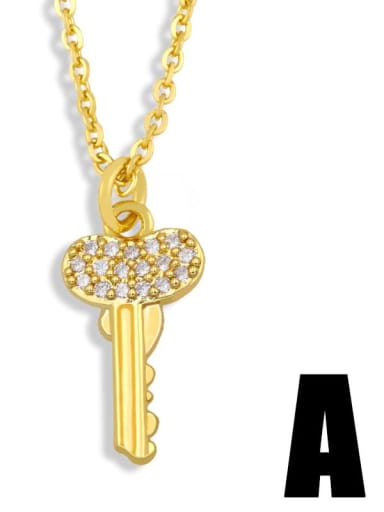 A Brass Cubic Zirconia Key Hip Hop Necklace