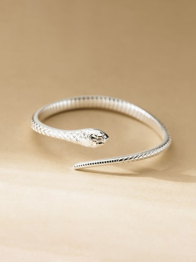 925 Sterling Silver Snake Vintage Cuff Bangle