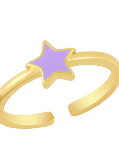 Brass Enamel Star Minimalist Band Ring