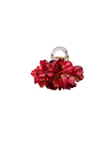 Dark red 8cm Fabric Trend Flower Alloy Resin Multi Color Jaw Hair Claw