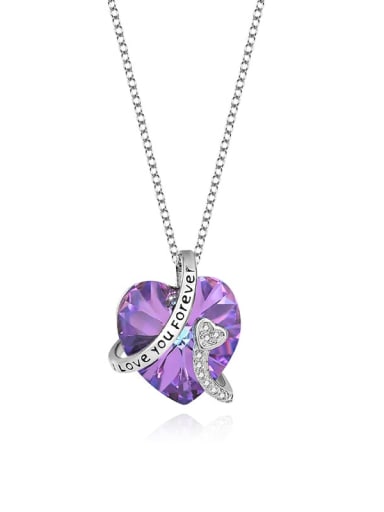 JYXZ 031 (gradient purple) 925 Sterling Silver Austrian Crystal Heart Classic Necklace