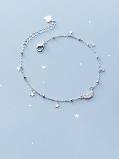 925 Sterling Silver  Minimalist  Star Moon Link Bracelet