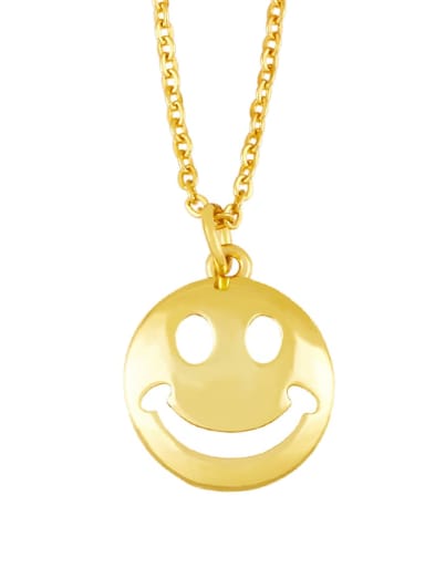 D Brass Minimalist Hollow Smiley Pendant Necklace