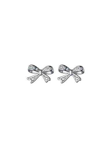 925 Sterling Silver Cubic Zirconia Bowknot Minimalist Stud Earring