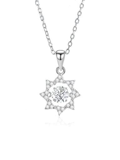 FDTD 029 Zircon White Diamond Platinum 925 Sterling Silver Moissanite Eight- Pointed Star Dainty Necklace