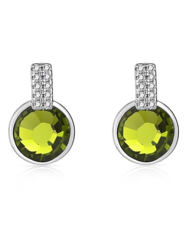 JYEH 004 (dark green) 925 Sterling Silver Austrian Crystal Geometric Classic Stud Earring
