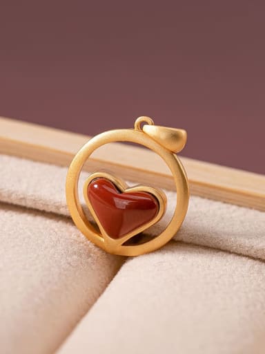 South Red (excluding chain) 925 Sterling Silver Carnelian Vintage Heart Pendant