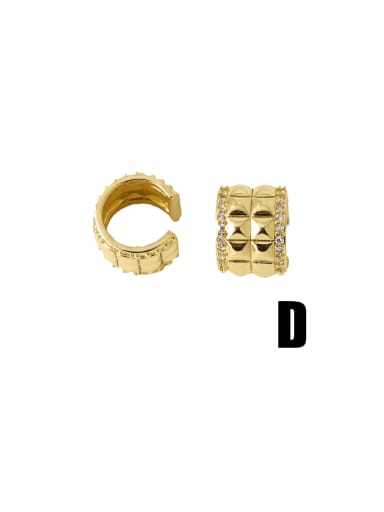 D Brass Cubic Zirconia Bowknot Hip Hop Clip Earring