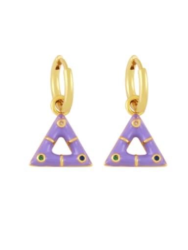 purple Brass Enamel Geometric Trend Huggie Earring